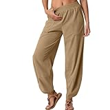 Fit: Relaxed fit. For Size reference, please see how our models wear this harem pants when choosing the Size. We offer sizes from Small to 3XL, Friendly to laides of all body figures. Features: This Womens Wide Leg Gaucho Harem Pants include two patc...