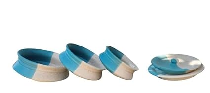 GYAMIKAJA Ceramic Serving Bowl Setwith Lid/Donga Set with Lid/Dinner Casserole Set (Set of 3) (Blue),