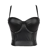 Women's PU Leather Punk Sexy Bustier Push up Crop Top