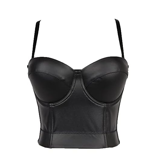 Women's PU Leather Punk Sexy Bustier Push up Crop Top