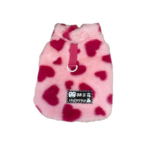 Morycat犬服 秋冬 ふわふわ ジャケット ノースリーブ Dリング付き タンクトップ 防寒 暖かい おしゃれ かわいい ドッグウェア 洋服 厚い お出かけ お散歩 小中型犬 (ピンク,XS)