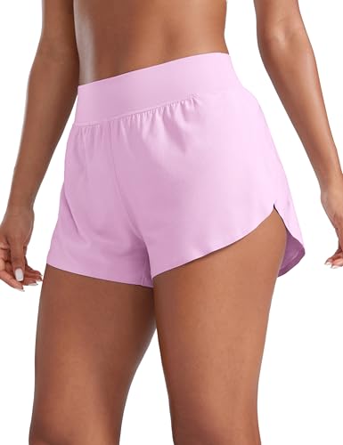 Image of CRZ YOGA High Waisted Split Running Shorts 3 inch | Mesh Liner, Quick Dry, Lightweight, for Women