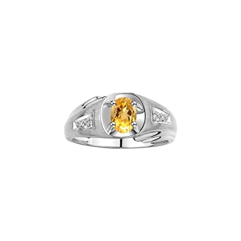 RYLOS Men's Sterling Silver Ring with Citrine Cover