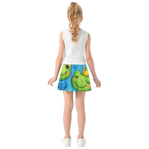 Cute Cartoon Frog Faces Golden Girls' Shorts Athletic Skorts Tennis Skirts Toddler Cute Pleated 3t4
