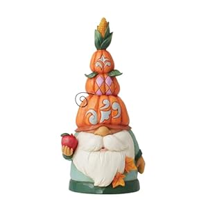 Enesco Jim Shore Heartwood Creek Four Seasons Harvest Pumpkin Hat Gnome Figurine, 6.1 inches