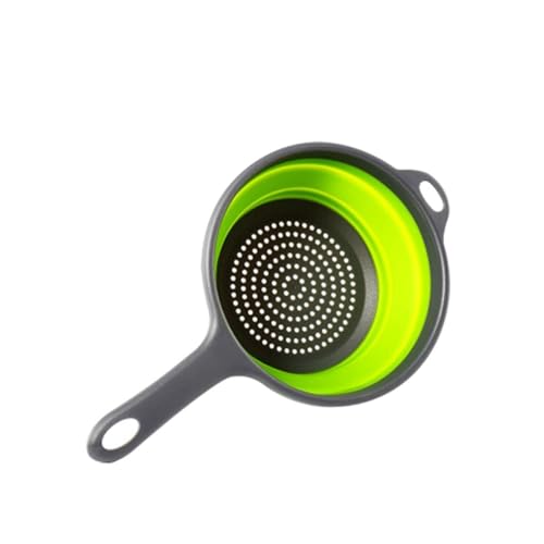 Colador de silicona plegable, colador de cocina con asa, diseño plegable que ahorra espacio (verde)