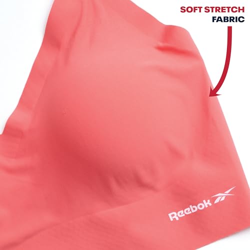 Image of Reebok Womens Everyday Bras - 2 Pack or 4 Pack Soft Stretch Longline Ladies Bralettes Performance Wireless Bras for Women