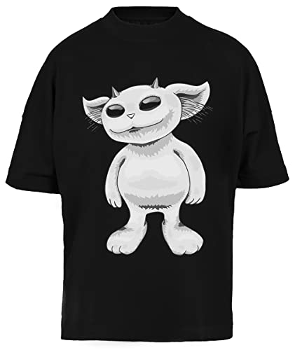 T-Shirt Oversize Unisexe Noir Baggy Tee avec Motif Original Imprimé