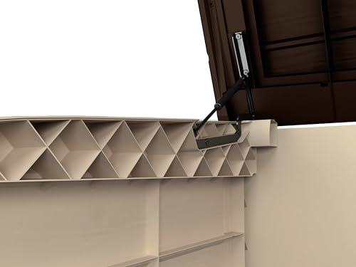 Keter Store it out Max Mülltonnenbox mit Gasdruckfeder, wetterfest, abschließbar, beige, 1.200 L, 145,5 x 82 x 125cm