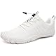 Barfußschuhe Wasserschuhe Herren Damen Fitnessschuhe Zehen Training Outdoor Barfuss Wanderschuh Atmungsaktiv Schnell Trocknend Badeschuhe Reinweiß 40