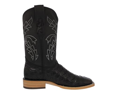 Texas Legacy Mens Black Cowboy Boots Anaconda Snake Print Leather Square Toe2