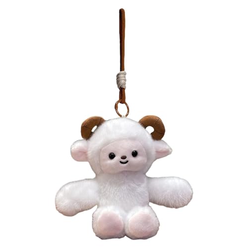 Porte-clés animal en peluche d'agneau aux pattes mobiles pour sac