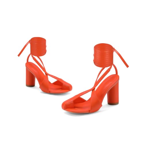 Image of perixir Gold Heels for Women, High Heels with Spiral, 4.17 inch Stiletto Heeled Sandals for Dressy Women, Lace Up Sandals Comfortable Slingback Sandal