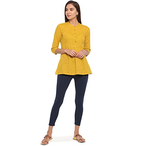 Image of GO COLORS Soft Cotton Stretch Cropped Leggings for Women | Breathable, Mid Rise