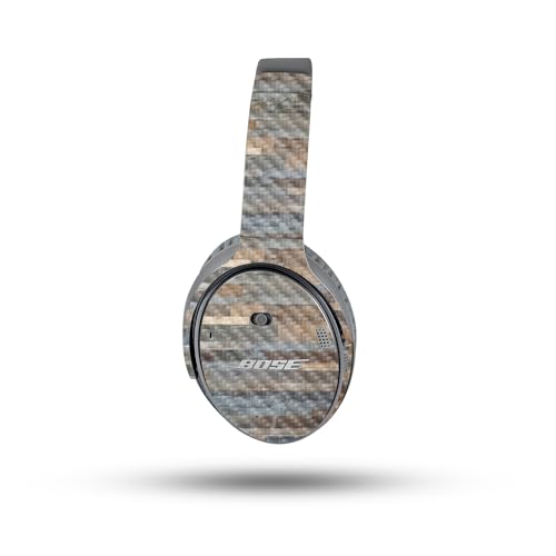 Image of MightySkins Carbon Fiber Skin Compatible with Bose QuietComfort 35 II Headphones - Gray Wood | Protective, Durable Textured Carbon Fiber Finish | Easy to Apply, Remove, and Change Style
