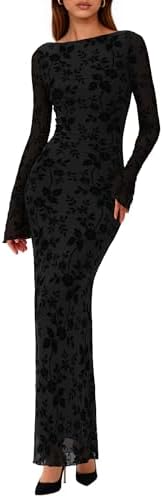 PRETTYGARDEN Women's Floral Bodycon Maxi Dress 2026 Spring Elegan...