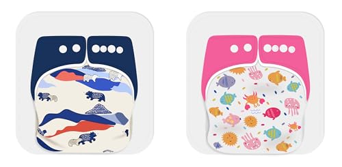 Image of Ambaby Organic Cotton Cloth Diapers - Pack of 4 | Leak-Proof & Reusable | 250ml Absorption | 2 Covers 2 Inserts 2 Boosters | Rash-Free Quick Dry
