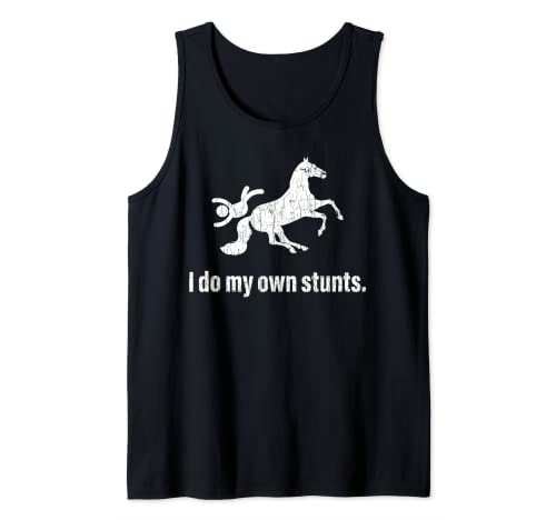 I Do My Own Stunts Funny Horse Racer Barrel Racing Gráfico Camiseta sin Mangas