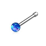  Tapsi´s Coolbodyart ® Piercing Nez Piercing Droit Acier INOX Acier Chirurgical 316L Opale Boule Différentes Couleurs - Bleu