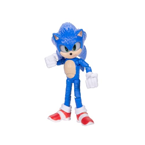 Sonic The Hedgehog Sonic 3 Movie Sonic with Emerald Accessory Toy Figure by Jakks Pacific, Stands 5” / 13 cm Tall - Image 2