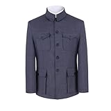 GUOYUXIAO Embroidered Zhongshan Suit Jacket for Men - Artistic Stand Collar Coat for Cultural Enthusiasts-Large-Grey