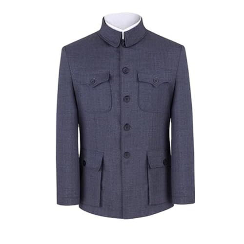 GUOYUXIAO Embroidered Zhongshan Suit Jacket for Men - Artistic Stand Collar Coat for Cultural Enthusiasts