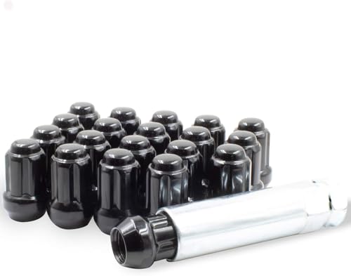 Image of Wheel Accessories Parts 24 Pcs M14x1.5 14x1.5 Thread Truck 1.50 inch Long Spline Lug Nuts Black 6 Spline Hex Fits Jeep Grand Wagoneer Grand Wagoneer | Ram 1500