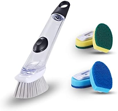 Dish Sponge with Handle & 2 Pack Dishwashing Sponge Refills Non Scratch, Dish Wand,Sponge Handle,sponges Kitchen, Sponge Wand,Dish Cleaning Scrubber Set with Handle for Household