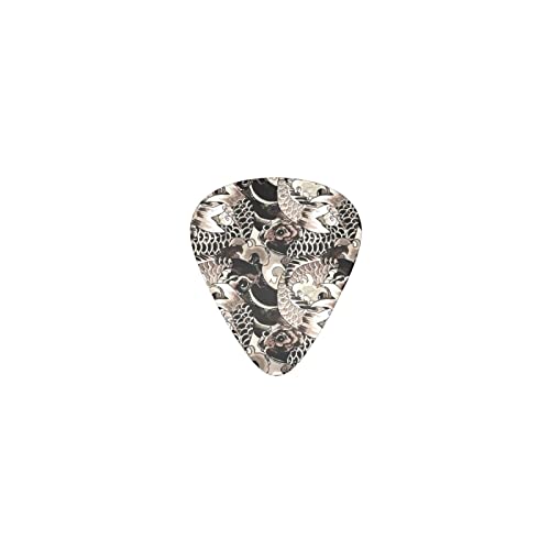 黒鯉 デザインギターピック guitar pick ティアドロップ型 エレキギター/アコースティックギター/クラシックギター/ベース等の練習に最適な12枚セット