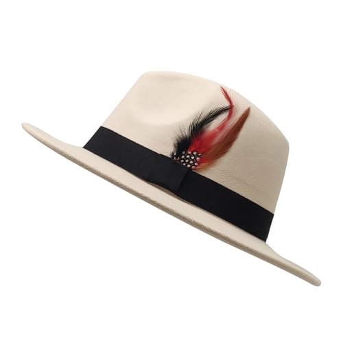 Image of Mens Fedora Hats Classic Wide Brim Fedora Hat for Women Men Dress Hats Panama Hat with Band