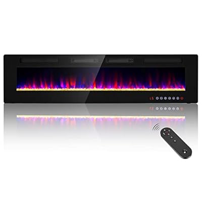Zionheat 72 inches Electric Fireplace-Wall Fireplace for Living Room-Fireplace Freestanding/Inserts/Wall Mounted with Remote Control,Timer, Dimmer, 12 Flame Colors,750/1500W, Ultra Thin