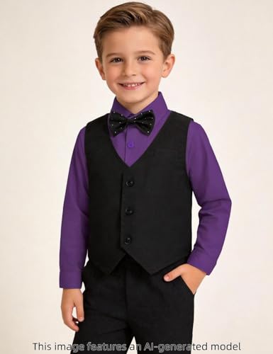 Image of A&J DESIGN 4pcs Baby & Toddler Suit, 12 Months - 5T, Shirt & Pants & Vest & Bow Tie