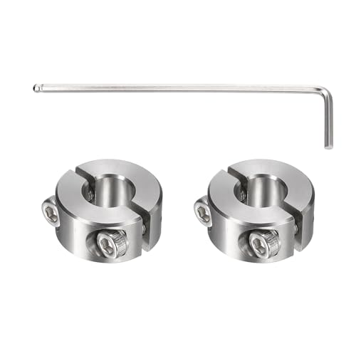 MECCANIXITY 2Pcs Double Split Shaft Collars, 8mm Bore 304 Stainless Steel One-Piece Clamping Collar 18mm OD 9mm Thick Locking Clamp with Set Screw for Industry Machine Tools, Silver