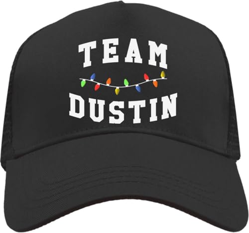 Team Dustin - Gorra de camionero ajustable con parte trasera de malla, color negro, Negro, Taille unique