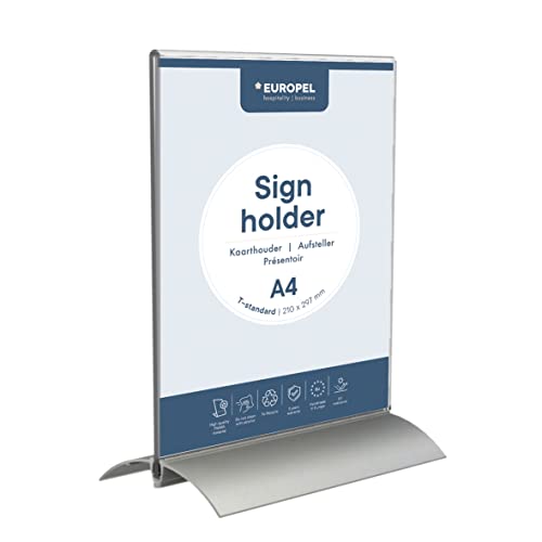 EUROPEL A4 Acryl Tischaufsteller - T-Form DIN A4 Hochformat - Menükartenhalter - Schilderhalter - Werbeaufsteller - weitere Größen erhältlich Cover