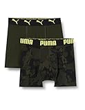 PUMA Boys Camo Boxer Boxershorts, Green/Yellow Combo, 152 (2er Pack)