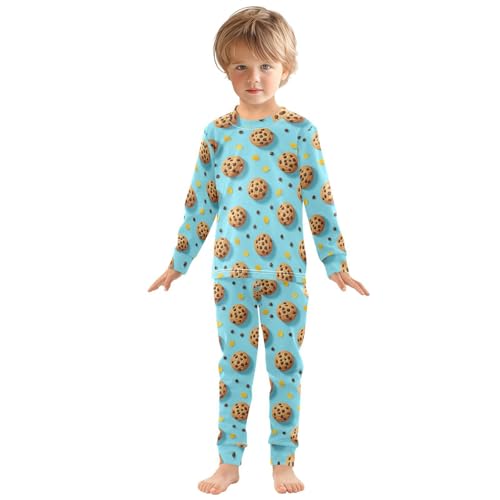 Pajama Sets Long Sleeve Cookie Chocolate Chip Pattern Soft Comfy Sleepwear 2 Piece PJS 3-8T2