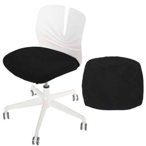 TIESOME 2 Stücke Dehnbarer Bürostuhlbezug,40-60cm Stuhlbezug Sitzfläche Abnehmbar Waschbar Hochelastischer Elasthan Anti-Staub Stuhl Slip Cover Kissenbezug für Büro Restaurant Hochzeit (Schwarz)