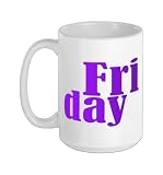 Purple Graphic Friday Days of the Week Purple Graphic Ceramic Mug, White, 15oz
