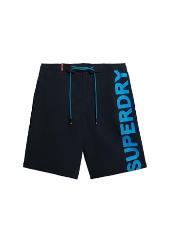 Superdry Mens Classic 19" Logo Board Shorts, Dark Navy, L