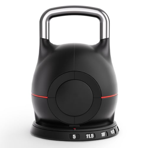 CONREDA Adjustable Kettlebell, 7-In-1 Quick Adjustment Kettlebell Set for Strength Training, 5-44 LBS Adjustable Weights for Home Gym (Black)