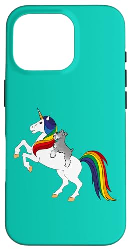 Funny Cartoon Unicorn Womens Girls Miniature Schnauzer Lover Coque pour iPhone 16 Pro