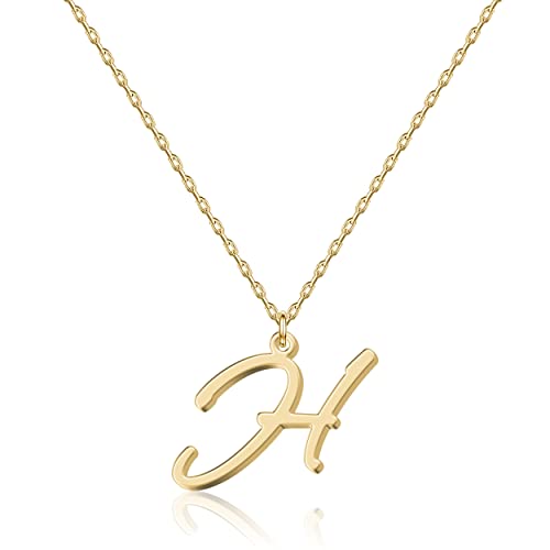 UMAGICBOX Collar con Inicial H para Mujeres - Elegante Joya Chapada en Oro 18K, Ideal para Salidas, Duradero y Ajustable - Colección de Alfabeto, Regalo para el Día de San Valentín