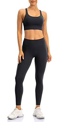 Lavento Women's All Day Soft Yoga Leggings Mid-Rise No Front Seam - Buttery Soft Workout Active Legging For Women (Black, 4) #TOP2