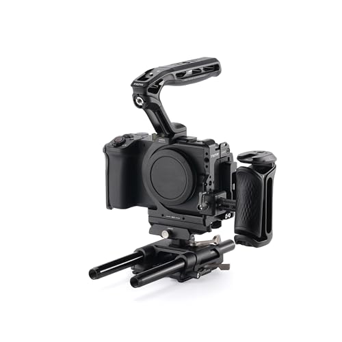 Image of Tilta Camera Cage Pro Kit Compatible with Canon R6 V | Advanced Film-Making Video Rigging Setup | Top Handle Side Focus Grip Rod Baseplate Rail System Assembly Hardware Combo - Black