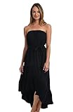 La Blanca Women's Strapless Dress Swimsuit Cover Up, Black//Draped Darling, M