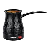 Amagogo Elektrische türkische Kaffeekanne, Teekessel, Schnellbrüh-Kaffeemaschine mit langem Griff für Wohnmobil, Büro, Café, Camping, Schwarz
