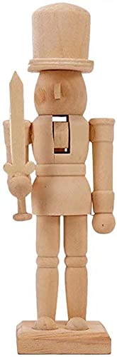 SENTOP Wooden Nutcracker Figurines, Unpainted DIY Christmas Nutcracker Soldier Adornment for DIY Christmas Graffiti Adornment