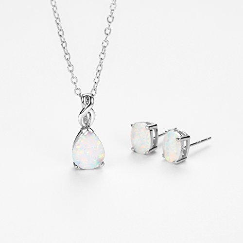 Mints Opal Jewelry Set Sterling Silver Pendant Necklace Stud Earrings October Birthstone Gemstone Fine Jewelry for Women - Image 5