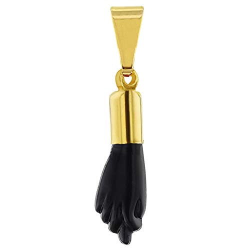 In Season Jewelry 14k Gold Plated Black Figa Hand Charm Evil Protection Amulet